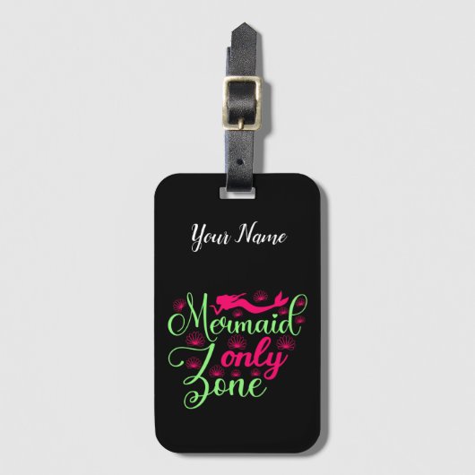 ホットピンクとネオングリーンのマーメイド専用ゾーン ラゲッジタグ (正面縦)