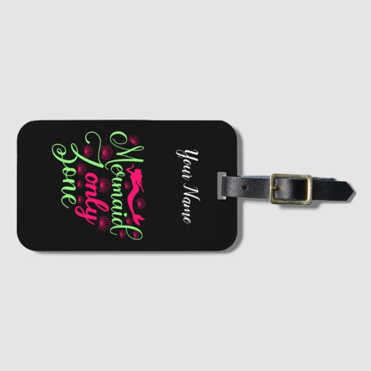 ホットピンクとネオングリーンのマーメイド専用ゾーン ラゲッジタグ (正面横)