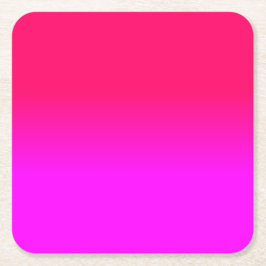 ホットピンクとネオンピンクグラデーションシェード色フェード スクエアペーパーコースター