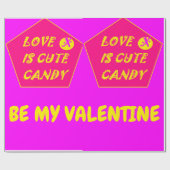 ホットピンクとバナナイエローバレンタイン ラッピングペーパー (フラット)