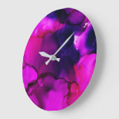 ホットピンクとパープルモダン抽象芸術 ラージ壁時計 (傾斜)