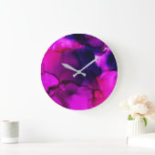 ホットピンクとパープルモダン抽象芸術 ラージ壁時計 (ホーム)