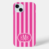 ホットピンクとピンクのモノグラムストライプ Case-Mate iPhoneケース (裏面)