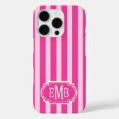 ホットピンクとピンクのモノグラムストライプ Case-Mate iPhoneケース (裏面)