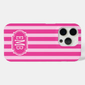 ホットピンクとピンクのモノグラムストライプ Case-Mate iPhoneケース (裏面 (横))