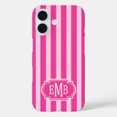 ホットピンクとピンクのモノグラムストライプ Case-Mate iPhoneケース (裏面)
