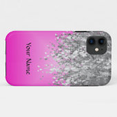 ホットピンクとフェイクグリッター Case-Mate iPhoneケース (裏面(横))