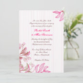 ホットピンクとブラウンのフローラ結婚式招待状 招待状 (スタンド正面)
