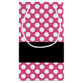 ホットピンクとブラックのウェディングシャワー プレッピー パターン スモールペーパーバッグ (裏面)