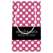 ホットピンクとブラックのウェディングシャワー プレッピー パターン スモールペーパーバッグ (正面)