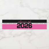 ホットピンクとブラックのパーソナライズされた卒業 ペットボトルラベル (シングルラベル)