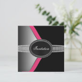 ホットピンクとブラックのパーティー 招待状 (スタンド正面)