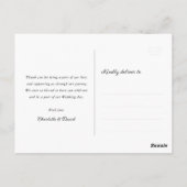 ホットピンクとブラックのフローラレース結婚の感謝 ポストカード (裏面)