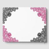 ホットピンクとブラックのフローラレー結婚ス ゲストブック (裏面)