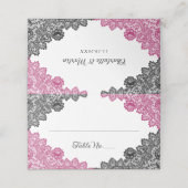 ホットピンクとブラックのフローラレー結婚ス プレイスカード (外部開封)