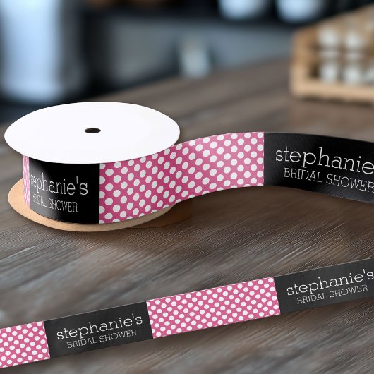 ホットピンクとブラックのブライダルシャワーパタ名門私立校風のーン サテンリボン