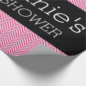 ホットピンクとブラックのブライダルシャワー ラッピングペーパー (角)