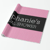 ホットピンクとブラックのブライダルシャワー ラッピングペーパー (アンロールド)