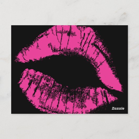 ホットピンクとブラックのモノグラムメイクアップカード ポストカード (裏面)