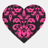 ホットピンクとブラックのヴィンテージビクトリアンダマスクハート ハートシール (正面)