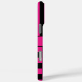 ホットピンクとブラックの市松模様ストライプ オーダーメイド Case-Mate iPhoneケース (裏面 / 右)