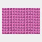 ホットピンクとブラックの誕生日ラッピング紙シート ラッピングペーパーシート (正面)