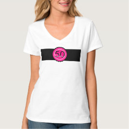 ホットピンクとブラックの50歳の誕生日おめでとうギフト Tシャツ