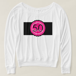 ホットピンクとブラックの50歳の誕生日お祝いギフト Tシャツ