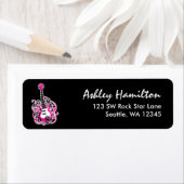 ホットピンクとブラックギターロックスター ラベル (インサイチュ)