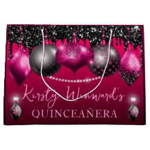 ホットピンクとブラッククリスマスオーナメントキンセアニェラ