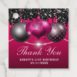 ホットピンクとブラッククリスマスボードブル誕生日 フェイバータグ