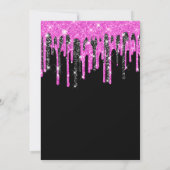 ホットピンクとブラックグリッタードリップ21歳 招待状 (裏面)