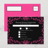 ホットピンクとブラックスワールゴシック結婚ズ シーズンポストカード (正面/裏面)