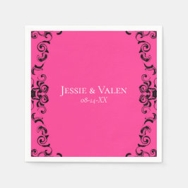 ホットピンクとブラックスワールゴシック結婚ズ スタンダードカクテルナプキン