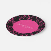 ホットピンクとブラックスワールゴシック結婚ズ ペーパープレート (アングル)