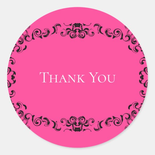 ホットピンクとブラックスワールゴシック結婚ズ ラウンドシール (正面)