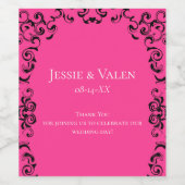 ホットピンクとブラックスワールゴシック結婚ズ ワインラベル (シングルラベル)