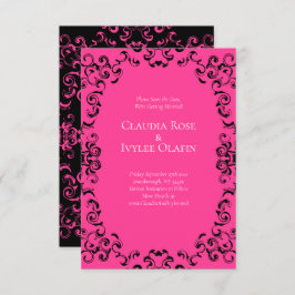 ホットピンクとブラックスワールゴシック結婚ズ 招待状
