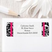 ホットピンクとブラックダマスクスワーズ住所 シール (インサイチュ)