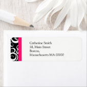 ホットピンクとブラックダマスクスワーズ住所 シール (インサイチュ)