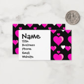 ホットピンクとブラックハートバレンタインデーラブ ノートカード (正面/裏面インサイチュ)