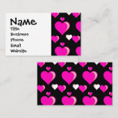 ホットピンクとブラックハートバレンタインデーラブ ノートカード (正面/裏面)