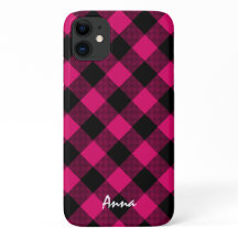 ホットピンクとブラックバッファローパーソナライズされたプレイド