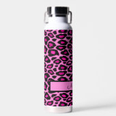 ホットピンクとブラックヒョウの印パーソナライズされた刷 ウォーターボトル (正面)