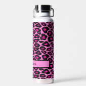ホットピンクとブラックヒョウの印パーソナライズされた刷 ウォーターボトル (背面)