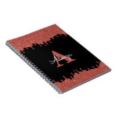 ホットピンクとブラックモノグラムグリッタードリップ ノートブック (右側)