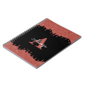 ホットピンクとブラックモノグラムグリッタードリップ ノートブック (左側)