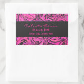 ホットピンクとブラックリキッドスワーズ 長方形シール (バッグ)