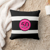 ホットピンクとブラック50と素晴らしい誕生日ギフト クッション (ブランケット)