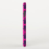 ホットピンクとブルーのヴィンテージリリーパターン iPhoneケース (右側)